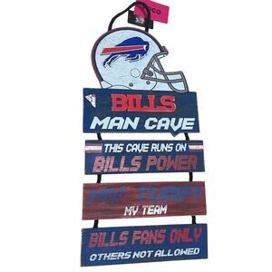 NWT Buffalo Bills Fan Cave hanging foldable Wood Sign NFL Licensed 21x11